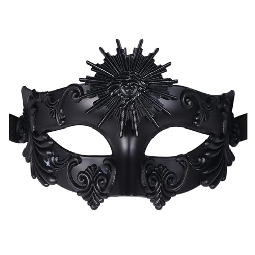 OIDEA Herren Venezianische Maske Sonnengott: Schwarz Maskerade Griechische Römische Halbemaske Augenmaske Karnevalsmaske Kostüm Karneval Cosplay Party Masquerade für Männer von OIDEA