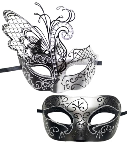 OIDEA Maskenpaar Maskerade Partei: Venedig Maskenkostüm aus Metall Kunststoff Tanz Karneval Halloween Party Cosplay Shows - Für Rollenspiel Kostüm Geschenk von OIDEA