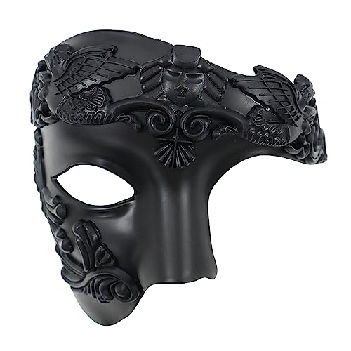 OIDEA Punk Halbmaske Venezianische Maske: Schwarz Herren Kostüm Maskerade mit Gummiband Steampunk Leicht angenehm für Kostümparty Phantom der Oper Maskenball Mottoparty Karneval von OIDEA