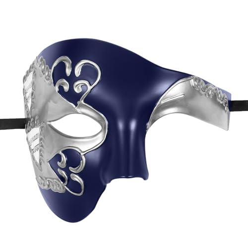 OIDEA Venedig-Maske für Herren: Halbgesichtsmasken, Vintage, für Herren, Party, Halloween, Karneval, Rollenspiel, Saphirblau, Silber, für Cosplay-Kostüme OIDEA Venedig-Maske für Herren: Halbgesichtsmasken, Vintage, für Herren, Party, Halloween, Karneval, Rollenspiel, Saphirblau, Silber, für Cosplay-Kostüme von OIDEA