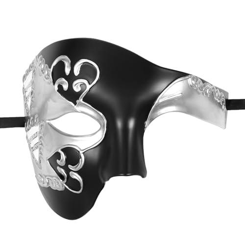 OIDEA Venedig-Maske für Herren: Halbgesichtsmasken, Vintage, für Herren, Party, Halloween, Karneval, Rollenspiel, Schwarz, Silber, für Cosplay-Kostüme OIDEA Venedig-Maske für Herren: Halbgesichtsmasken, Vintage, für Herren, Party, Halloween, Karneval, Rollenspiel, Schwarz, Silber, für Cosplay-Kostüme von OIDEA