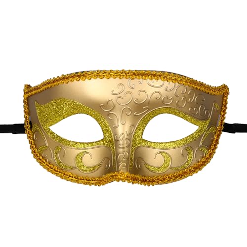 OIDEA Venezianische Uni-Maske, florale Vintage-Maske, halbe Gesichtsmaske, für Damen und Herren, Halloween-Party, Karneval, Rollenspiel, Gold, für Cosplay OIDEA Venezianische Uni-Maske, florale Vintage-Maske, halbe Gesichtsmaske, für Damen und Herren, Halloween-Party, Karneval, Rollenspiel, Gold, für Cosplay von OIDEA