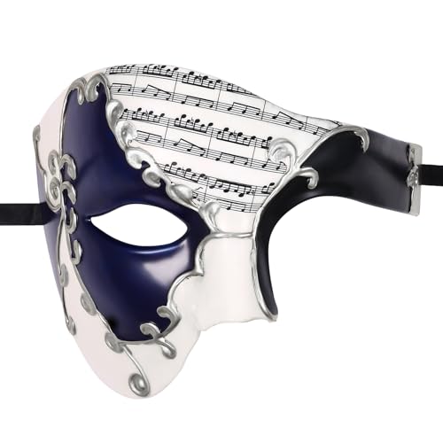 Oidea Maskerade Maske für Herren: Vintage Italien Phantom der Oper Maske Halbgesichtsmaske Halloween Kostüm Abschlussball Party Maske Konzert Venezianischer Karneval Karneval Maske Schwarz Blau Oidea Maskerade Maske für Herren: Vintage Italien Phantom der Oper Maske Halbgesichtsmaske Halloween Kostüm Abschlussball Party Maske Konzert Venezianischer Karneval Karneval Maske Schwarz Blau von OIDEA