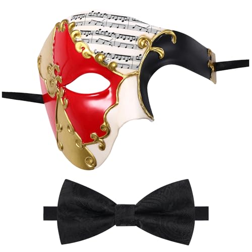 Oidea Maskerade Maske für Männer Phantom der Oper Maske Halloween Party Maske mit schwarzer Fliege Oidea Maskerade Maske für Männer Phantom der Oper Maske Halloween Party Maske mit schwarzer Fliege von OIDEA