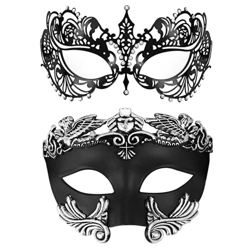 Oidea Maskerade Maske für Paare: Glänzende Strasssteine, filigrane Metall-Maske, Party, Abschlussball, Ball, venezianische Karnevalsmaske von OIDEA