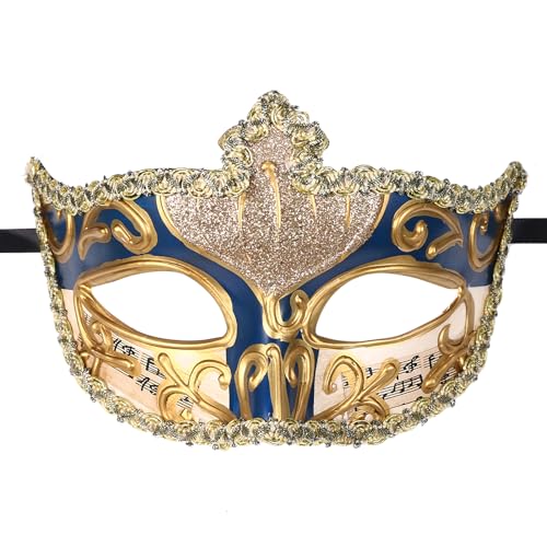 Oidea Vintage Venezianische Maskerade Maske für Herren: Retro Karneval Karneval Maske Halloween Musical Kostüm Party Venezianische Maskerade Ball Maske, Blau von OIDEA