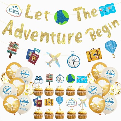 Let the Adventure Begin Banner - 11 Stück Abschiedsparty Ammer Zubehör Deko Reise Motto Partydekoration Für Männer Frauen Reisen Ruhestand Abschlussfeier Geburtstagsfeiern Abschiedsparty Let the Adventure Begin Banner - 11 Stück Abschiedsparty Ammer Zubehör Deko Reise Motto Partydekoration Für Männer Frauen Reisen Ruhestand Abschlussfeier Geburtstagsfeiern Abschiedsparty von OIODDYY