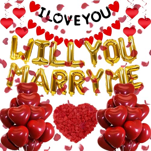 Will You Marry Me Heiratsantrag - 545 Stück I Love You Banner Buchstaben Folienballon Verlobung Herz Luftballon Seidenblumen Wie Echt FüR Romantische AtmosphäRe Valentinstag Deko Hochzeit Will You Marry Me Heiratsantrag - 545 Stück I Love You Banner Buchstaben Folienballon Verlobung Herz Luftballon Seidenblumen Wie Echt FüR Romantische AtmosphäRe Valentinstag Deko Hochzeit von OIODDYY