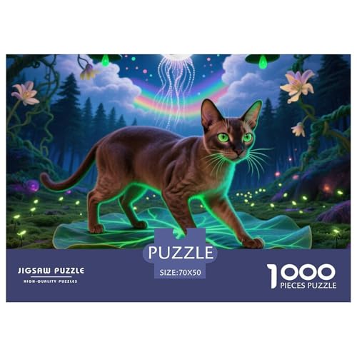 Abyssinischen 1000 Teile Puzzle Pet Katze Für Die Ganze Familie Entspannend Premium-Qualität Spaß Lernspiel 70x50cm/1000pcs von OJASDBDJE