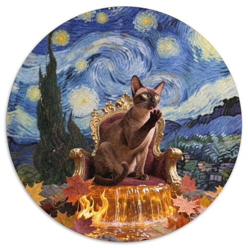 Abyssinischen 1000 Teile Puzzle Pet Katze Rundes Puzzle Geeignet Ab 12 Jahren Pädagogisches Für Erwachsene Kinder Buntes Tier Geschenke 1000pcs (67.5x67.5cm) von OJASDBDJE