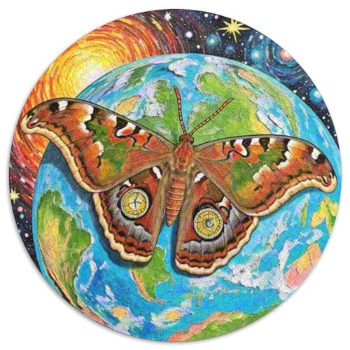 Atlas-Mott Mit 1000 Teilen Puzzles Magische Fantasie Circular Puzzles Für Erwachsene Und Kinder Pädagogisches Für Erwachsene Kinder Buntes Tier Stressabbau-Spielzeug 1000pcs (67.5x67.5cm) von OJASDBDJE