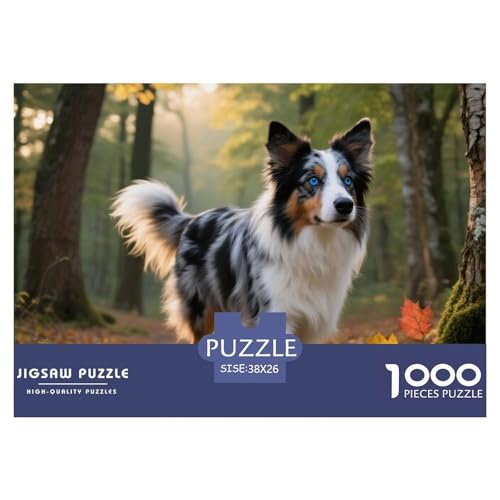 Australischer Schäfer 1000 Teile Puzzle Haustier Hund Für Kinder Ab 12 Jahren Herausforderung Premium-Qualität Spielzeug Lernspiel 38x26cm/1000pcs von OJASDBDJE