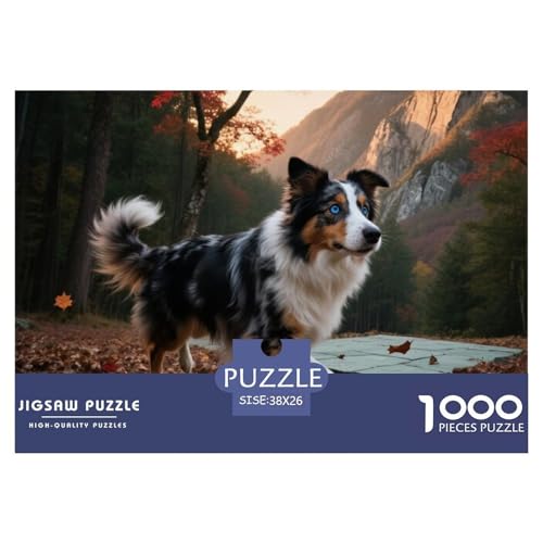 Australischer Schäfer 1000 Teile Puzzle Haustier Hund Geschenke Für Frauen/Männer Entspannend Premium-Qualität Spielzeug Pädagogisches Spiel 38x26cm/1000pcs von OJASDBDJE