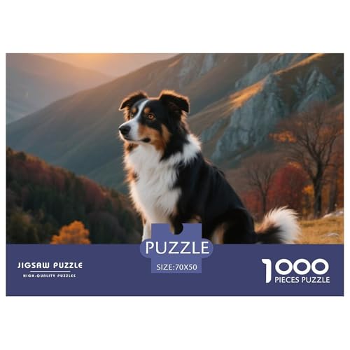 Australischer Schäfer 1000 Teile Puzzles Haustier Hund Für Kinder Ab 12 Jahren Entspannend Detailreich Spielzeug Lernspiel 70x50cm/1000pcs von OJASDBDJE