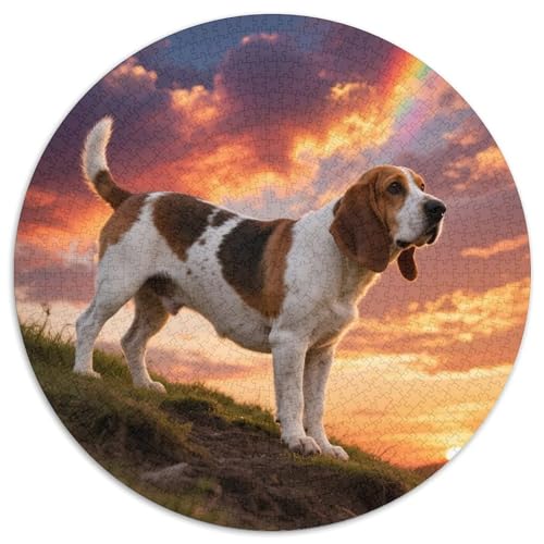 Basset Hund 1000 Teile Puzzle Haustier Hund Circular Puzzles Geeignet Ab 12 Jahren Pädagogisches Für Erwachsene Kinder Buntes Tier Geschenke 1000pcs (67.5x67.5cm) von OJASDBDJE