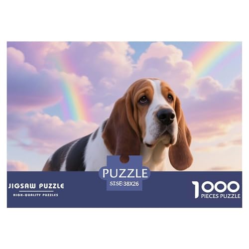 Basset Hund 1000 Teile Puzzle Haustier Hund Für Die Ganze Familie Entspannend Detailreich Spielzeug Lernspiel 38x26cm/1000pcs von OJASDBDJE