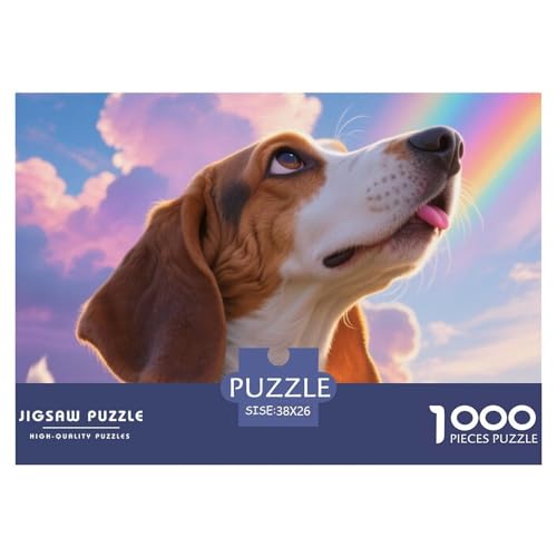 Basset Hund 1000 Teile Puzzle Haustier Hund Geschenke Für Frauen/Männer Entspannend Detailreich Spielzeug Lernspiel 38x26cm/1000pcs von OJASDBDJE