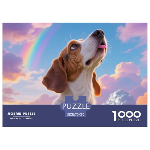 Basset Hund 1000 Teile Puzzle Haustier Hund Geschenke Für Frauen/Männer Herausforderung Premium-Qualität Spaß Lernspiel 70x50cm/1000pcs von OJASDBDJE
