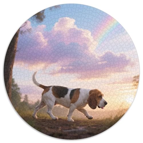 Basset Hund 1000 Teile Puzzles Haustier Hund Circular Puzzle Geeignet Ab 12 Jahren Pädagogisches Für Erwachsene Kinder Buntes Tier Stressabbau-Spielzeug 1000pcs (67.5x67.5cm) von OJASDBDJE