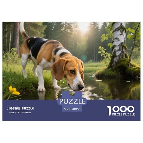 Beagle 1000 Teile Puzzle Haustier Hund Für Die Ganze Familie Herausforderung Premium-Qualität Spielzeug Lernspiel 70x50cm/1000pcs von OJASDBDJE