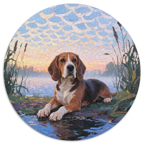 Beagle Mit 1000 Teilen Puzzle Tierhund Circular Puzzle Für Erwachsene Und Kinder Pädagogisches Für Erwachsene Kinder Buntes Tier Stressabbau-Spielzeug 1000pcs (67.5x67.5cm) von OJASDBDJE