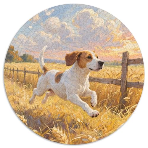 Beagle Mit 1000 Teilen Puzzle Tierhund Runde Kreispuzzles Geeignet Ab 12 Jahren Pädagogisches Für Erwachsene Kinder Buntes Tier Geschenke 1000pcs (67.5x67.5cm) von OJASDBDJE