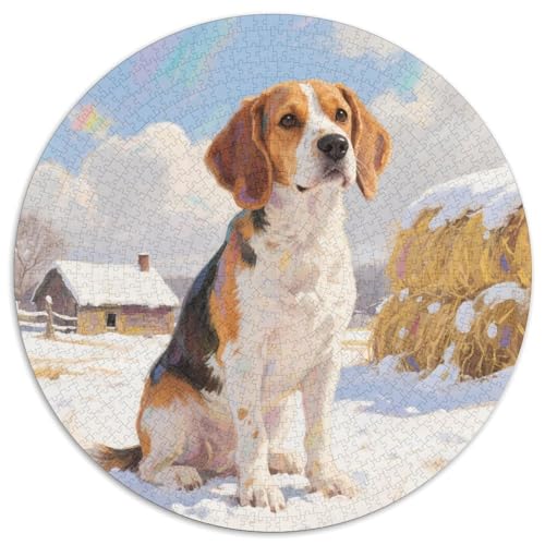 Beagle Mit 1000 Teilen Puzzles Tierhund Rundes Puzzle Geeignet Ab 12 Jahren Pädagogisches Für Erwachsene Kinder Buntes Tier Geschenke 1000pcs (67.5x67.5cm) von OJASDBDJE