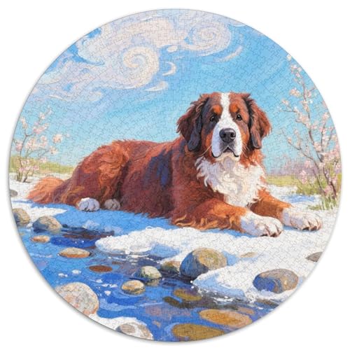 Bernischer Gebirgsspitz 1000 Teile Puzzle Tierhund Rundes Puzzle Für Erwachsene Und Kinder Pädagogisches Für Erwachsene Kinder Buntes Tier Geschenke 1000pcs (67.5x67.5cm) von OJASDBDJE