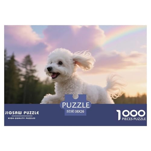 Bichon Frise 1000 Teile Puzzle Haustier Hund Für Die Ganze Familie Entspannend Premium-Qualität Spaß Lernspiel 38x26cm/1000pcs von OJASDBDJE