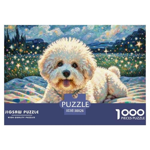 Bichon Frise 1000 Teile Puzzle Haustier Hund Für Die Ganze Familie Entspannend Premium-Qualität Spielzeug Lernspiel 38x26cm/1000pcs von OJASDBDJE