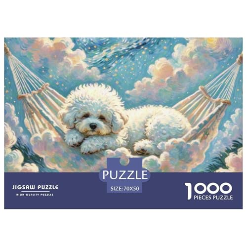 Bichon Frise 1000 Teile Puzzle Haustier Hund Geschenke Für Frauen/Männer Entspannend Premium-Qualität Spielzeug Lernspiel 70x50cm/1000pcs von OJASDBDJE
