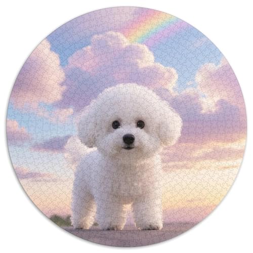 Bichon Frise 1000 Teile Puzzles Haustier Hund Circular Puzzle Geeignet Ab 12 Jahren Pädagogisches Für Erwachsene Kinder Buntes Tier Stressabbau-Spielzeug 1000pcs (67.5x67.5cm) von OJASDBDJE