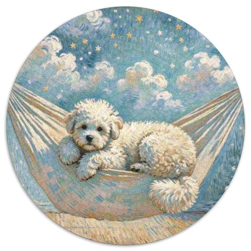 Bichon Frise Mit 1000 Teilen Puzzles Haustier Hund Circular Puzzle Für Erwachsene Und Kinder Pädagogisches Für Erwachsene Kinder Buntes Tier Stressabbau-Spielzeug 1000pcs (67.5x67.5cm) von OJASDBDJE