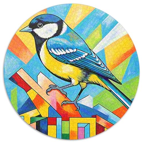Blaue Titte Mit 1000 Teilen Puzzles Vogel Circular Puzzles Für Erwachsene Und Kinder Pädagogisches Für Erwachsene Kinder Buntes Tier Stressabbau-Spielzeug 1000pcs (67.5x67.5cm) von OJASDBDJE