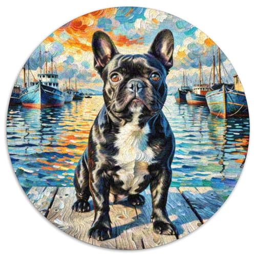 Boston Terrier Mit 1000 Teilen Puzzles Tierhund Runde Kreispuzzles Geeignet Ab 12 Jahren Pädagogisches Für Erwachsene Kinder Buntes Tier Geschenke 1000pcs (67.5x67.5cm) von OJASDBDJE
