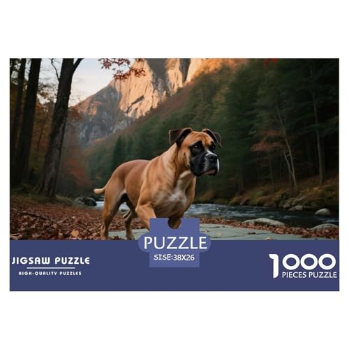 Boxer 1000 Teile Puzzle Haustier Hund Für Die Ganze Familie Entspannend Premium-Qualität Spielzeug Lernspiel 38x26cm/1000pcs von OJASDBDJE