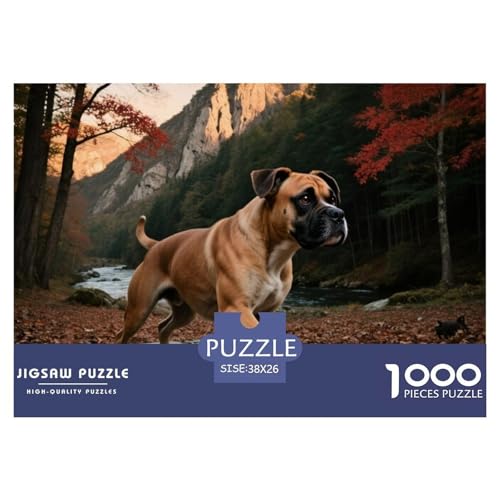 Boxer 1000 Teile Puzzle Haustier Hund Für Die Ganze Familie Herausforderung Premium-Qualität Spielzeug Pädagogisches Spiel 38x26cm/1000pcs von OJASDBDJE