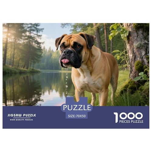 Boxer 1000 Teile Puzzle Haustier Hund Geschenke Für Frauen/Männer Herausforderung Premium-Qualität Spielzeug Lernspiel 70x50cm/1000pcs von OJASDBDJE