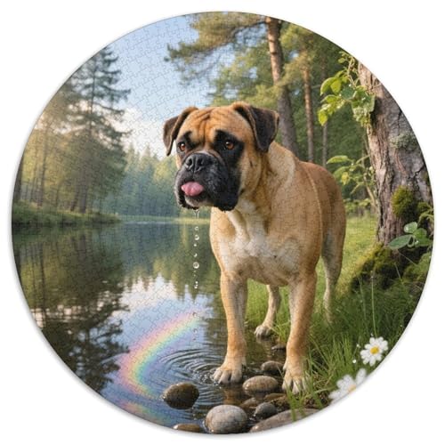 Boxer 1000 Teile Puzzle Haustier Hund Rund Puzzle Für Erwachsene Und Kinder Pädagogisches Für Erwachsene Kinder Buntes Tier Geschenke 1000pcs (67.5x67.5cm) von OJASDBDJE