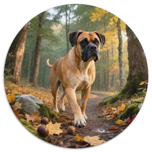Boxer 1000 Teile Puzzle Haustier Hund Runde Kreispuzzles Für Erwachsene Und Kinder Pädagogisches Für Erwachsene Kinder Buntes Tier Stressabbau-Spielzeug 1000pcs (67.5x67.5cm) von OJASDBDJE