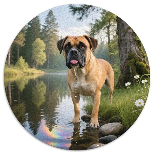 Boxer 1000 Teile Puzzles Haustier Hund Circular Puzzle Geeignet Ab 12 Jahren Pädagogisches Für Erwachsene Kinder Buntes Tier Stressabbau-Spielzeug 1000pcs (67.5x67.5cm) von OJASDBDJE