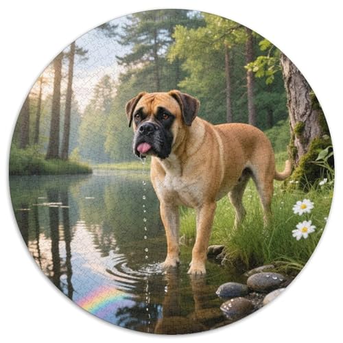Boxer 1000 Teile Puzzles Haustier Hund Rund Puzzle Geeignet Ab 12 Jahren Pädagogisches Für Erwachsene Kinder Buntes Tier Geschenke 1000pcs (67.5x67.5cm) von OJASDBDJE