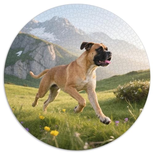 Boxer Mit 1000 Teilen Puzzle Haustier Hund Circular Puzzles Geeignet Ab 12 Jahren Pädagogisches Für Erwachsene Kinder Buntes Tier Geschenke 1000pcs (67.5x67.5cm) von OJASDBDJE
