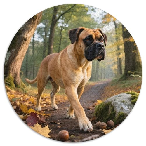 Boxer Mit 1000 Teilen Puzzle Haustier Hund Runde Kreispuzzles Für Erwachsene Und Kinder Pädagogisches Für Erwachsene Kinder Buntes Tier Geschenke 1000pcs (67.5x67.5cm) von OJASDBDJE