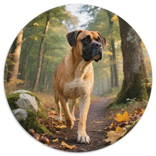 Boxer Mit 1000 Teilen Puzzle Haustier Hund Rundes Puzzle Für Erwachsene Und Kinder Pädagogisches Für Erwachsene Kinder Buntes Tier Stressabbau-Spielzeug 1000pcs (67.5x67.5cm) von OJASDBDJE