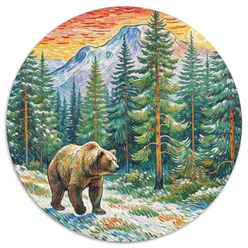 Braun Bär 1000 Teile Puzzles Tier Circular Puzzle Geeignet Ab 12 Jahren Pädagogisches Für Erwachsene Kinder Buntes Tier Stressabbau-Spielzeug 1000pcs (67.5x67.5cm) von OJASDBDJE