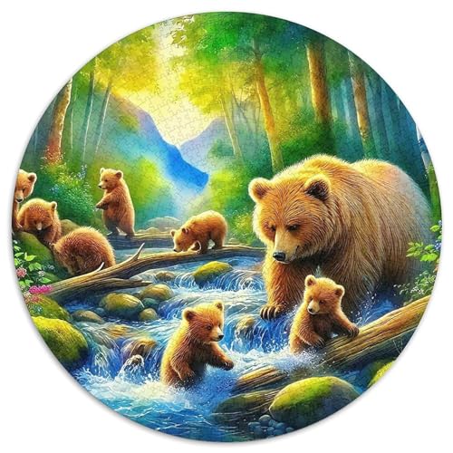 Braun Bär Mit 1000 Teilen Puzzles Rund Puzzle Geeignet Ab 12 Jahren Pädagogisches Für Erwachsene Kinder Buntes Tier Geschenke 1000pcs (67.5x67.5cm) von OJASDBDJE