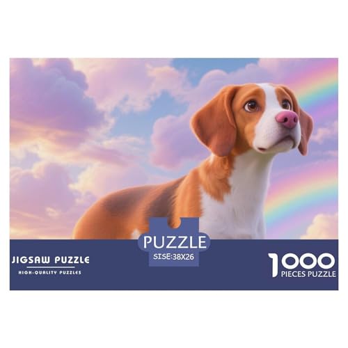 Bretagne Spaniel 1000 Teile Puzzle Haustier Hund Für Die Ganze Familie Entspannend Premium-Qualität Spaß Lernspiel 38x26cm/1000pcs von OJASDBDJE