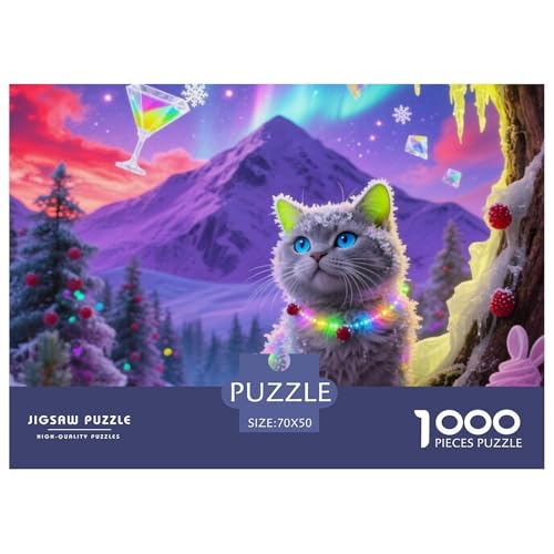 Britische Kurzhaare 1000 Teile Puzzle Pet Katze Geschenke Für Frauen/Männer Herausforderung Premium-Qualität Spielzeug Pädagogisches Spiel 70x50cm/1000pcs von OJASDBDJE