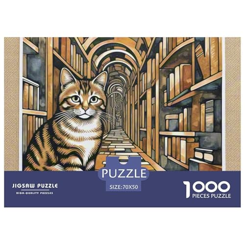 Bücherbindung Katze 1000 Teile Puzzle Magische Fantasie Geschenke Für Frauen/Männer Entspannend Detailreich Spielzeug Lernspiel 70x50cm/1000pcs von OJASDBDJE